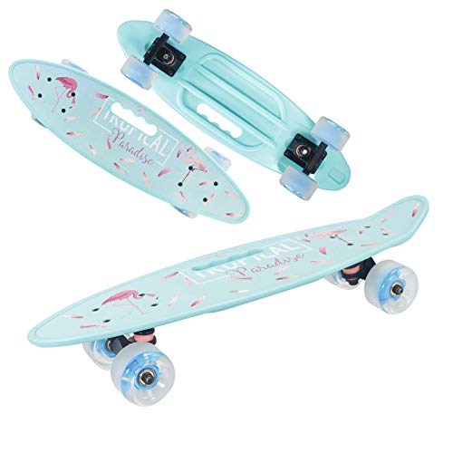 Geelife 24" Complete Mini Cruiser Skateboard for Beginners Youths Teens Girls Boys (Flamingo)