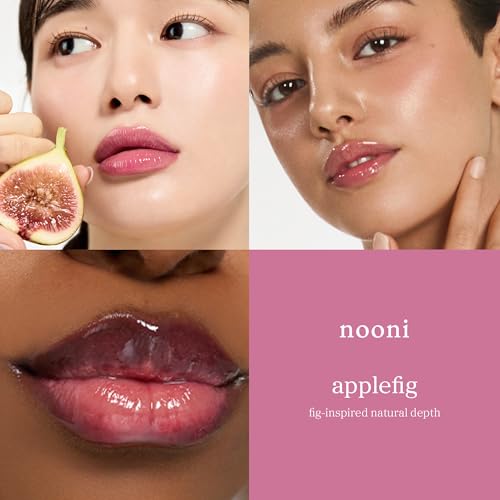 Image of NOONI Korean Lip Oil - Applefig | Long-Lasting, Moisturizing, Plumping, Revitalizing for Dry Lips, Waterproof, No Peel Off, Hydrating, Nourishing Crystal Clear Lip Stain, 0.12 FL Oz