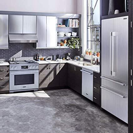 Image of WALLMATE Stainless Look Vinyl Contact Paper Peel and Stick Wallpaper for Kitchen Backsplash Self Adhesive Wallpaper Dishwasher Fridge Appliances (24 x 80 inches)