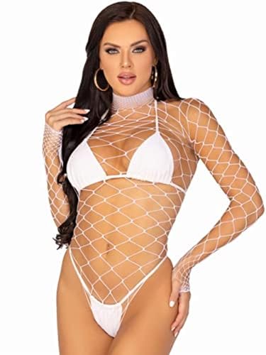 Body col haut en maxi résille bourgogne Leg Avenue taille unique pour femme