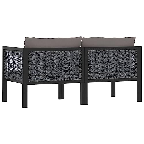 Patio Furniture Canapé 2 places avec coussin Anthracite Polyrotin – Image 5