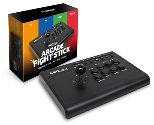 Maxx Tech Multiplatform Arcade Fight Stick, VIEWLIX Layout, Turbo Function, For PC, Nintendo Switch, PS3, PS4, Xbox One, Xbox Series X/S &amp; Android
