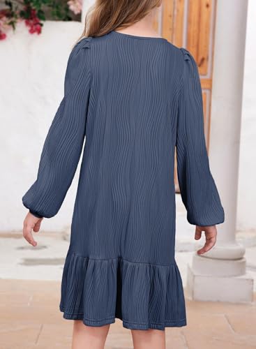 blibean Teen Girls Fall Dresses Kids Long Sleeve Boho Dress Size 6-15 Years3