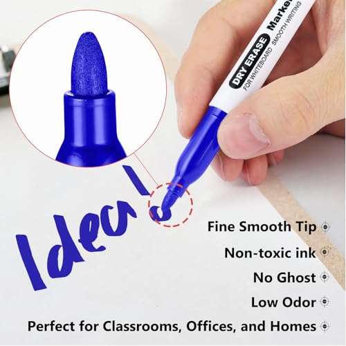 SFAIH Green + Blue Dry Erase Markers Fine Tip - 12 Pack Whiteboard Markers Standard Set For Sustainability, Sports Coaching, Financial Charts & Boards | Low-Odor - Image 5