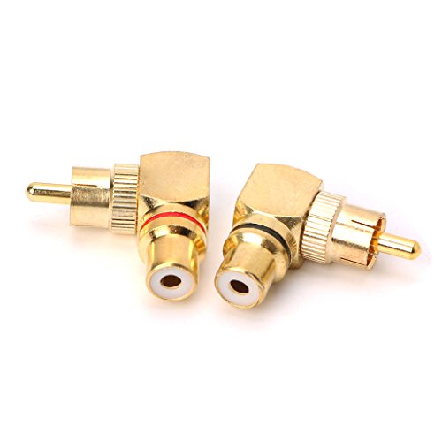 2X Conector RCA Macho a Hembra Chapado en Oro 90 Grados miniatura 4