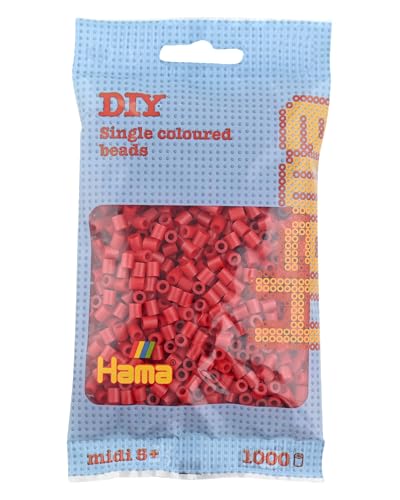 Hama Hama-207-22 Rosso Scuro-1.000 Perline in Sacchetto, Colore, 1000 PCS, 207-22