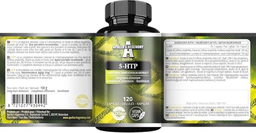 5-HTP 150 mg pro Kapsel - 120 vegane Kapseln - 4 Monatsvorrat - Griffonia simplicifolia Samen Extrakt - Verbessert die Stimmung und das Wohlbefinden - Nahrungsergänzungsmittel von Apollo's Hegemony – Bild 3