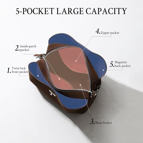Image of Genuine Leather Suede Bags for Women, Vintage Handbag Purse Suede Hobo Bag Slouchy Bag Shoulder Crossbody Bag