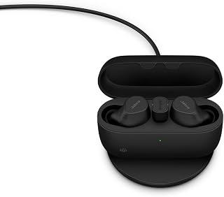 Jabra Evolve2 True Wireless in-Ear Bluetooth Earbuds with Wireless Charging Pad - Active Noise Cancellation, MultiSensor Voice Technology - MS Teams Certified, Works with All Other Platforms - Black