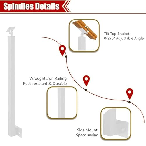 Husillos de metal ajustables para barandilla de escalera con soporte de base plana 3