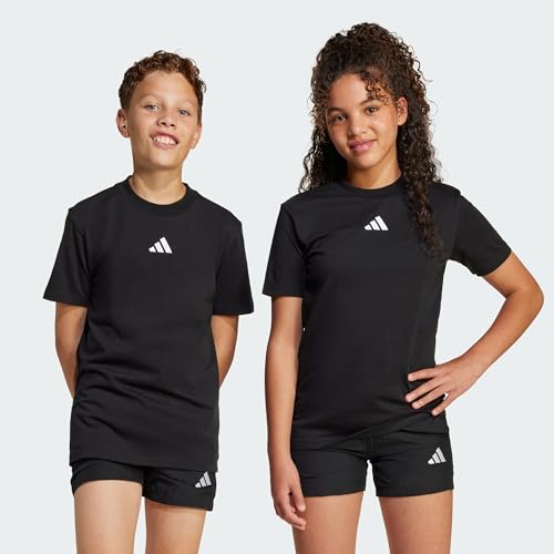 Adidas Unisex - Bambini e Ragazzi Essentials T-Shirt, Black/White, 7-8 Years