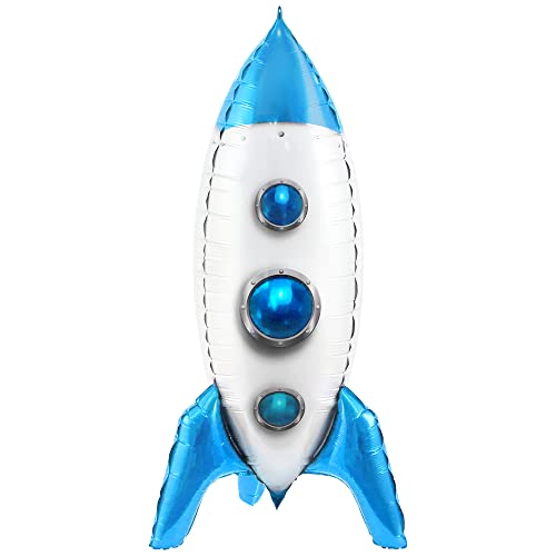 Katchon Énorme ballon fusée bleu 33 po pour fête espace et astronautes