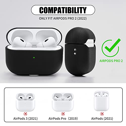 Nunwiza For Tpu Airpods Pro 2 Case Cover Leather Texture Full-Body Protective Case Cover With Lanyard For 2022 Airpods Pro 2Nd Generation(Black) #TOP1