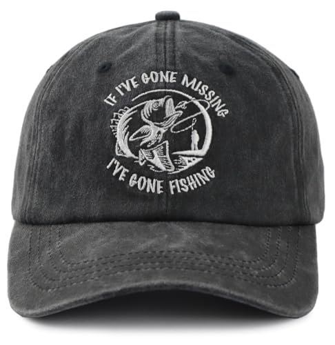 Tynqwegui Fishing Gifts for Men, Fishing Hats for Women, Funny Fish Baseball Cap, Christmas Birthday Gifts for Fisherman Dad Mom Fishing Lovers Black