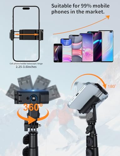 118" Invisible Selfie Stick for Insta360 X5 X4 X3, 3M/9.8ft Extended Long Pole with Wireless Remote & Tripod, Compatible with GoPro, DJI OSMO,Phone,Action Camera — view 3