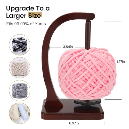 Image of Yarn Holder for Crocheting and Knitting - Magnetic Wooden Yarn Holder Spinner, Ideal for Crochet Accessories, Knitting Accessories, Cool Gifts for Crocheters and Knitting Lovers （Burgundy）