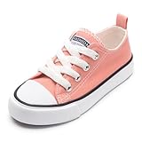 Mesiiloly Toddler Canvas Shoes Casual Sneakers for Kids Boys and Girls Low Top Canvas Sneakers Lace Up Canvas Shoes Pink