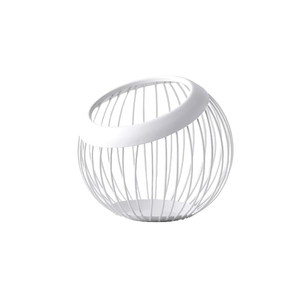 FZL02068LM Fruit Bowl Iron Storage Fruit Plate Drain Basket Egg Vegetable Bowls Snack Candy Versatile(White)