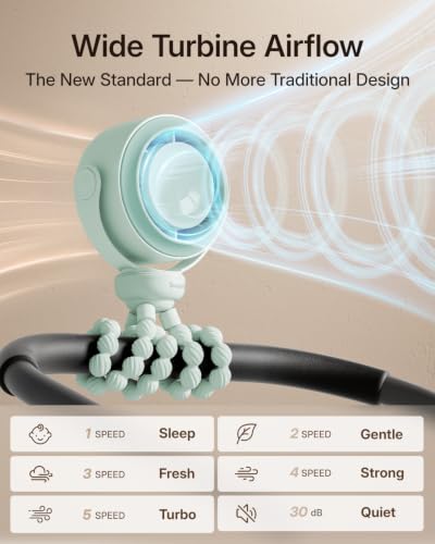 Image of SWEETFULL Portable Stroller Fan, Pinch-Proof Baby Fan - Green
