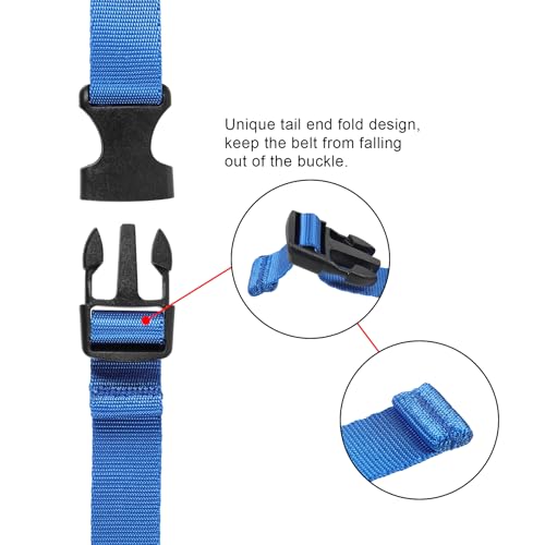 Image of Vigorport Utility Straps Quick Release Nylon Backpack Accessory Bag Strap,Adjustable for Hiking,Travel,Outdoor Sports-4 Pack (Blue, 0.75 inch W-40 L)
