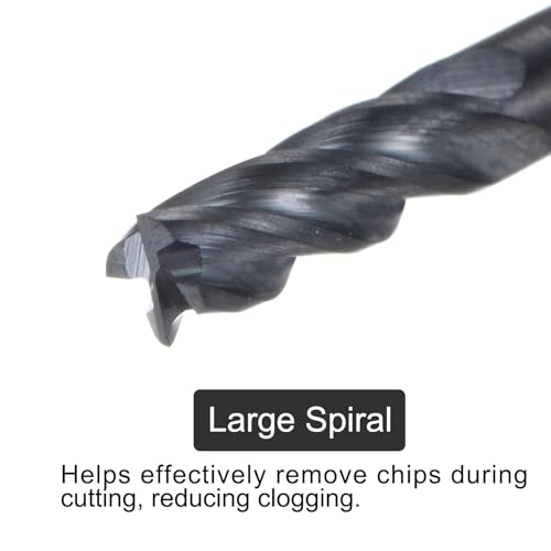 Image of uxcell Carbide Square End Mill, 1 /8 inch Diameter TiAlN Coated 4 Flutes Milling Bit Cutter, for Hardened Steel Stainless Steel Alloy Metal, 1 /8 inch Shank 3 /8 inch Cut Length 1-1 /2 inch Long HRC50
