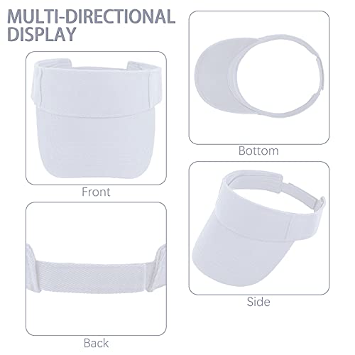 Cooraby 12 Pack Visor Cap Sun Protection Sports Visor Hats Summer Adjustable Wide Brim For Men And Women White #TOP3