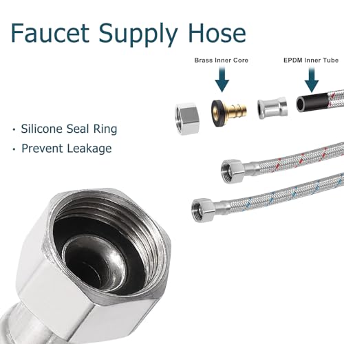 Anschlussschlauch Armatur G3/8 x M10,2 Stück Flexschlauch Verlängerung,80 cm Wasserhahn Schlauch,3/8 Zoll Verlängerung Flexschlauch,Edelstahl Panzerschlauch,Wasserhahn Anschlussschlauch für Küche,Bad