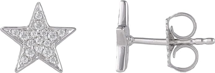 DISENO Star Shaped Stud Diamond Earrings in 10K White Gold 0 15 Ct Natural Diamonds F-G SI1-SI2 Elegant