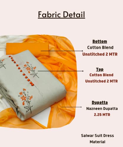 EthnicJunction Women's Cotton Slub Printed Unstitched Salwar Suit Dress Material with Dupatta