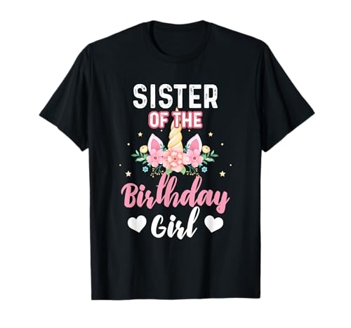 Hermana de la Cumpleaños Unicornio Familia Camiseta