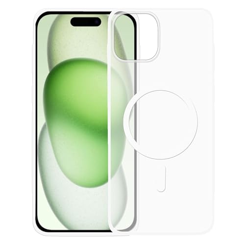 Image of amazon basics Luxury Paper Thin Case Cover for iPhone 15 5G | Matte Finish | Compatible with magsafe | (White, iPhone 15 5G)