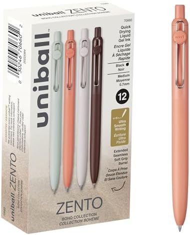 uniball Zento Liquid Gel Ink Retractable Pens, Medium Point (0.7m...