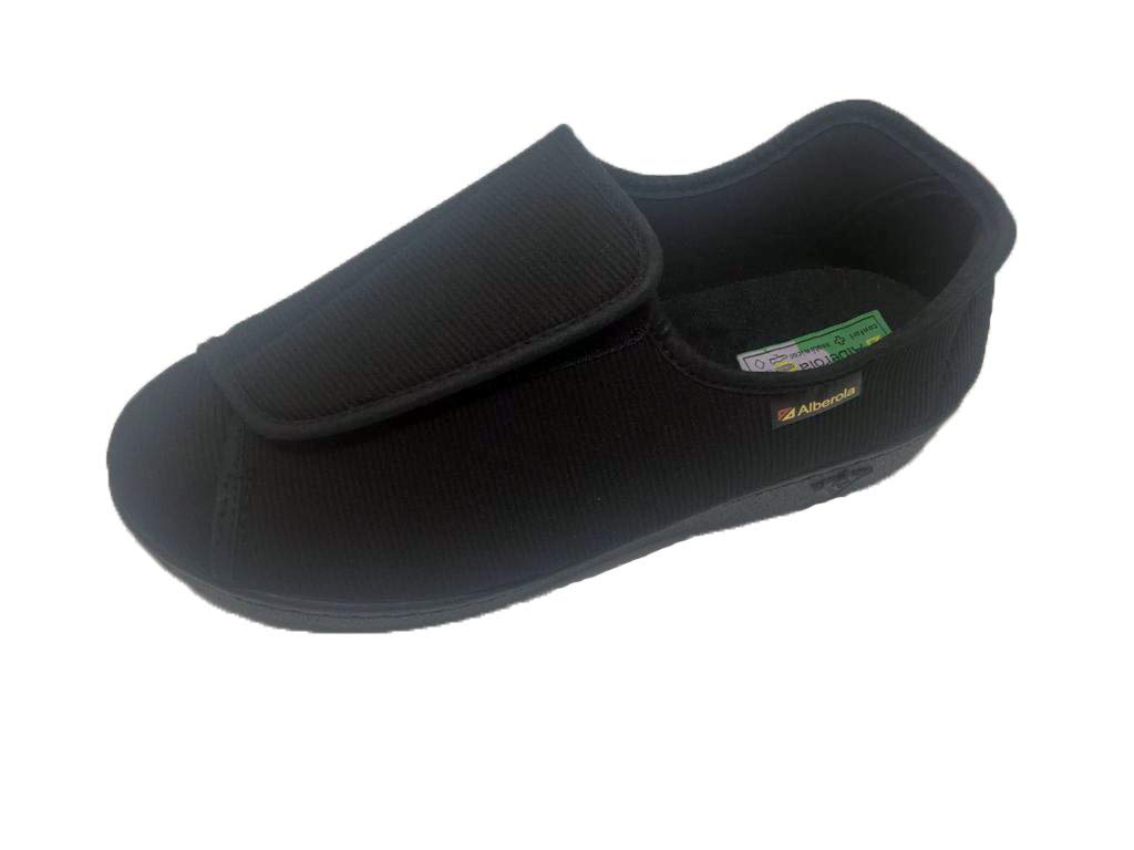 Genérico Zapatilla Extra Ancha Unisex Totalmente ajustable Apta para pies delicados, con vendaje o hinchados Empeine Textil Suela de goma Alberola Color Negro Talla 43