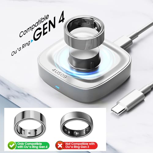 Compatible with Ou-ra Ring Gen 4 Charger - Size 8 - Portable Replacement Fast Charging Dock with USB-C Cable for Smart R - Additional View