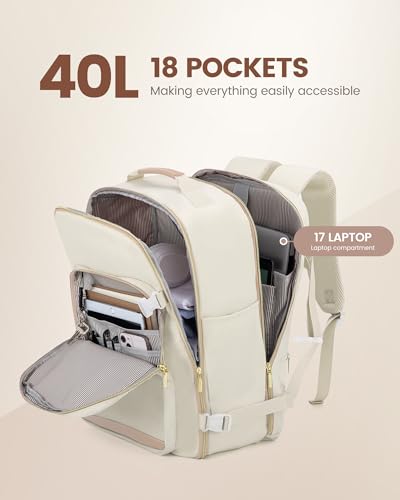 Image of LOVEVOOK 40L Travel Backpack Flight Approved Carry on Backpack,3 Packing Cubes,Waterproof Personal Item Travel Bag,TSA Carry on Luggage Suitcase Travel Essentials,Gifts for Women & Men,fits 17 inch Laptop