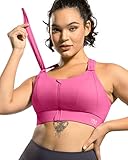 VFUS Sports Bras Adjustable Zip Front High Impact for Women Full Coverage Removable Padded (Medium,
