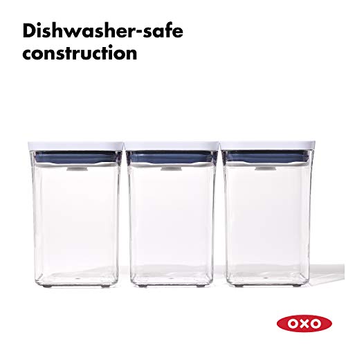Oxo Good Grips 3-Pc Small Square Short Pop Container Set, White #TOP3