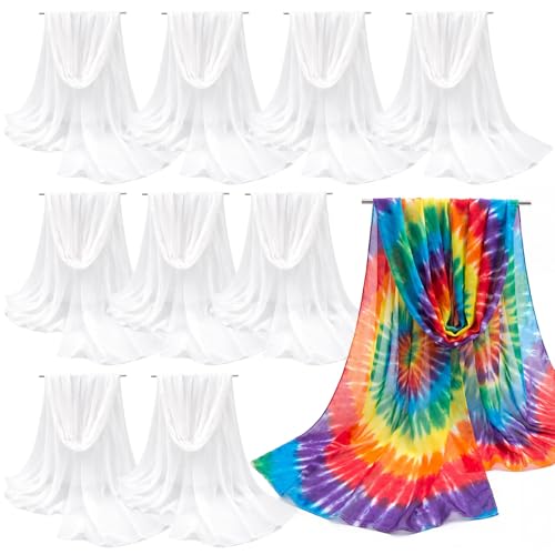 Suhine 10 Pcs Blank White Scarf to Tie Dye, Full Cotton White Scarf Beach Towel to Tie Dye DIY...