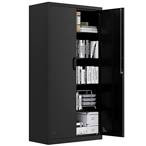 YITAHOME Aktenschrank, Abschließbar Metallschrank mit 4 Verstellbaren Regalen, Büroschrank, Stahl-Aufbewahrungsschrank, Metallschrank, Garage, Büro, Abstellraum, 180 cm x 90 cm x 45 cm, Schwarz YITAHOME Aktenschrank, Abschließbar Metallschrank mit 4 Verstellbaren Regalen, Büroschrank, Stahl-Aufbewahrungsschrank, Metallschrank, Garage, Büro, Abstellraum, 180 cm x 90 cm x 45 cm, Schwarz