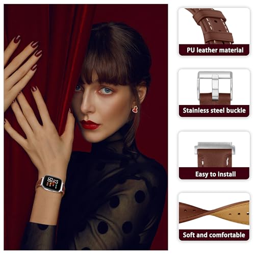 KoGiio Strap Compatible with Fitbit Versa 2/ Fitbit Versa Strap, PU Leather Adjustable Watch Band - Image 2
