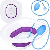 Pochik Sitz Bath for Toilet Seat Hemorrhoids and Postpartum Care, Yoni Steam Seat, Perineal Soaking, Collapsible, Flusher Hose, Drain Holes, Wider Seating Area - Purple