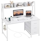 DLisiting 47 Inch White Desk with Hutch