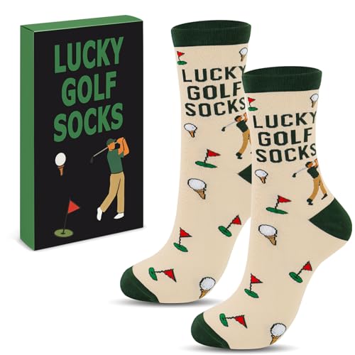 EHZYP Lucky Golf Socks for Golfer Fathers Day Birthday Gift Novelty Socks Golfing Accessories Presents for Dad (Green)