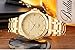MASTOP Diamante Dial Fashion Casual Mens Gold Watch Quartz Stainless Steel Water Resistant Wrist Watch