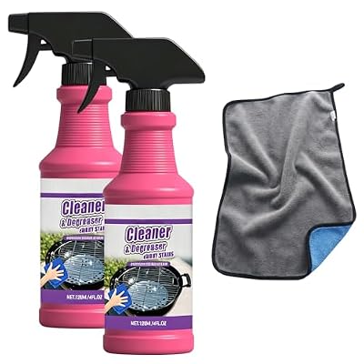 Fast-Acting Heavy-Duty Grill Degreaser Spray, BBQ Grill Cleaner for Burnt Food & Grease (2pcs)