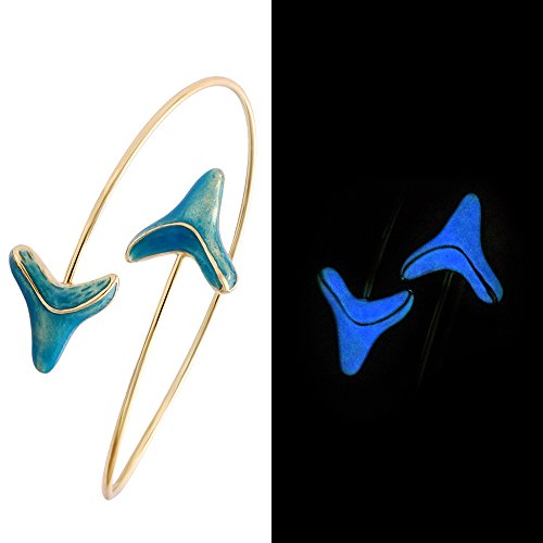 NOUMANDA Double Shark Tooth Wrap Bracelet Arrow Bangle Bracelet Glowing in the Dark2