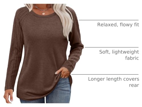 Image of OFEEFAN Long Sleeve Shirts for Womens Fall Fashion 2026 Crewneck Oversized Sweatshirt Tunic Tops to Wear with Leggings