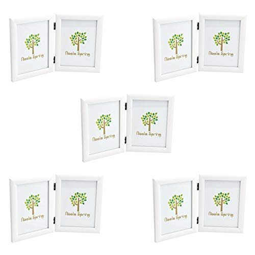 Image of Nicola Spring Folding 2-Photo Frames - Fits Photo Size 5 x 7 (12 x 17cm) - Pack of 5 - White Picture Frame Small Portrait with Stand Freestanding Certificate Display Poster