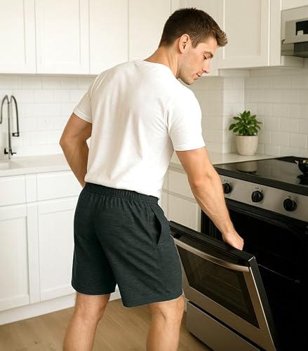 Image of DAVID ARCHY Mens Pajama Shorts Cotton Sleep Shorts Pajama Pants 2 Pack | Soft Night Shorts, Comfy Pj Shorts, Sleeping Shorts with Pockets, Pajama Bottoms Breathable & Lightweight Lounge Shorts