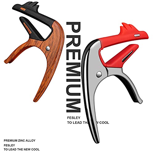 Fesley Guitar Capo,Capo For Acoustic Guitar, Capo For Electric Guitar With Pick Holder, Ukulele Capo For Electric Guitar Ukelele Bass And 3 Picks, Zinc Alloy, Wood Grain #TOP5